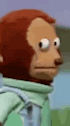 Monkey puppet glancing sideways then looking away, the awkward look monkey meme