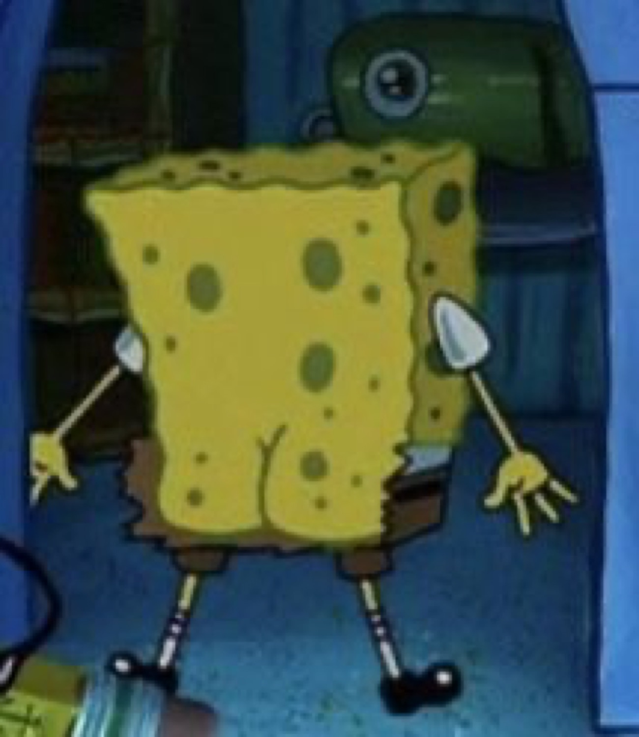 SpongeBob seen from behind shaking it