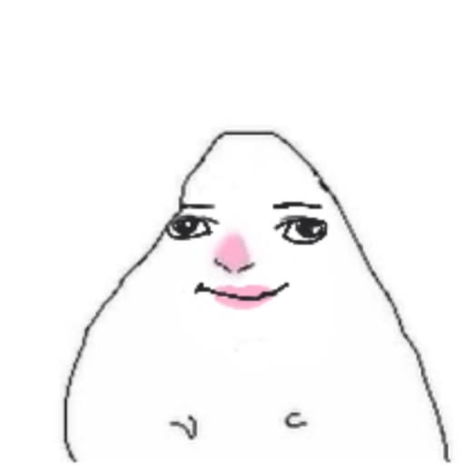 The 'has no idea' blob meme giving a subtle smug smile, looking quietly pleased