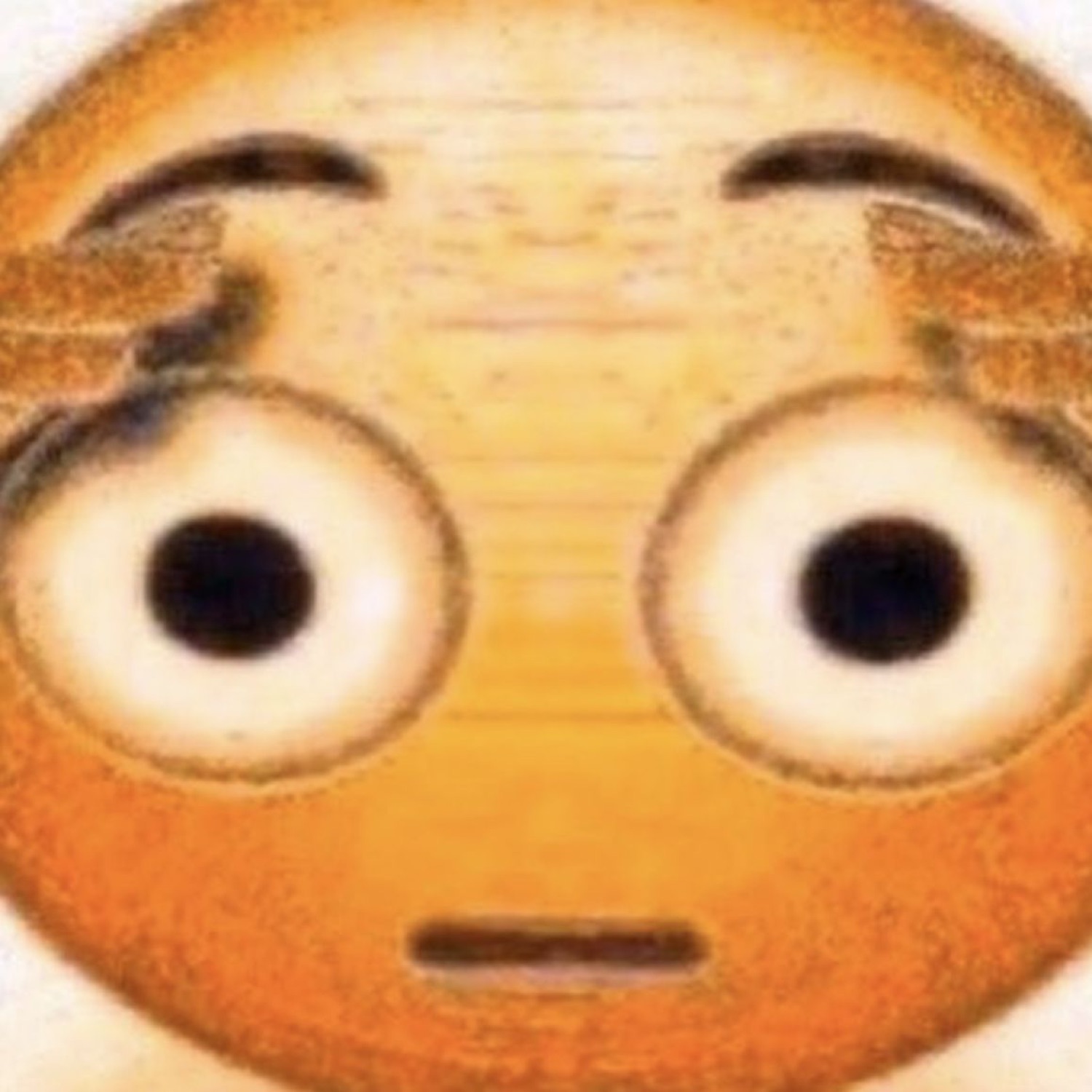 Hand-drawn flushed emoji with huge wide eyes looking stunned and embarrassed