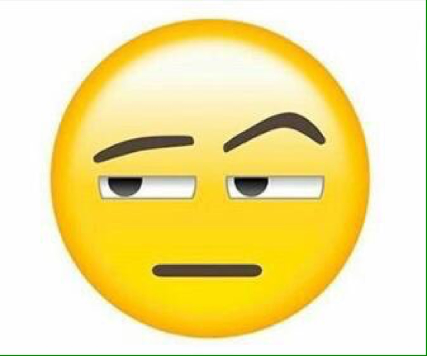 Yellow emoji with a raised eyebrow and flat mouth giving an unimpressed side-eye