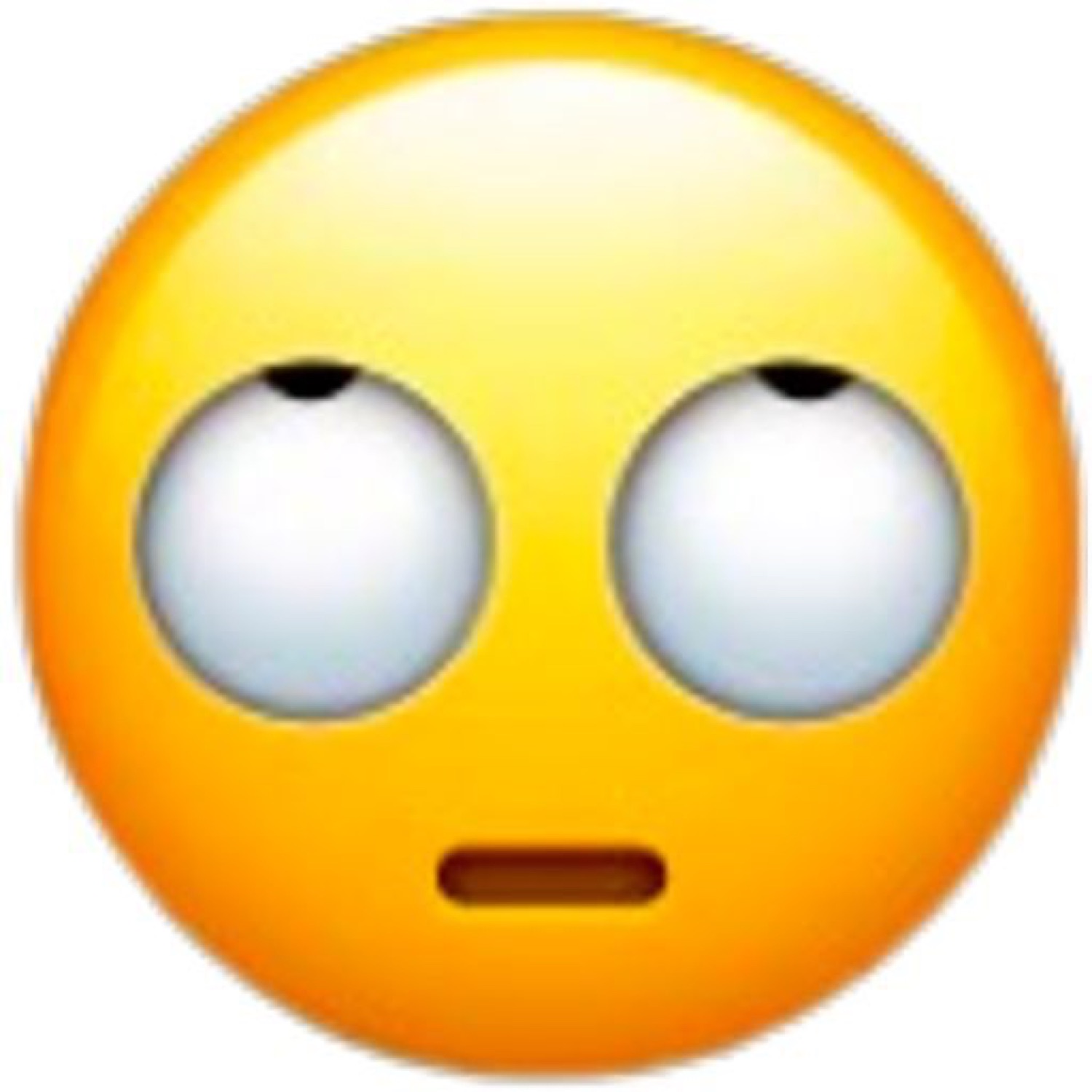 Yellow emoji rolling its eyes hard with a flat little frown