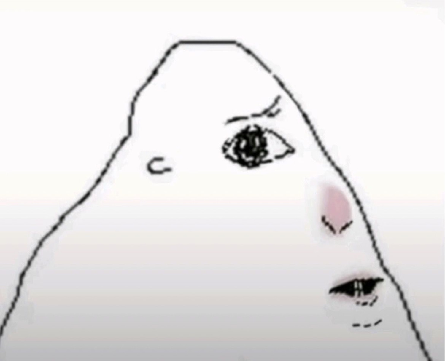 Minimalist doodle face peeking with one eye open, the ultimate side-eye