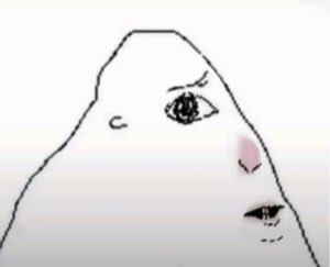 Minimalist doodle face peeking with one eye open, the ultimate side-eye