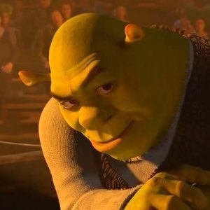 Shrek tilting his head with a slow, knowing smile - absolute smugness loading