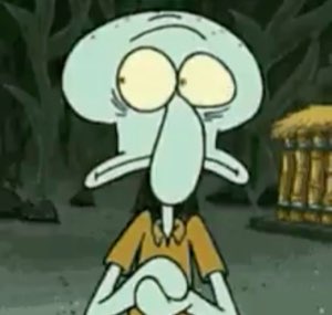 Squidward sitting with a flat, tired, dead-inside stare