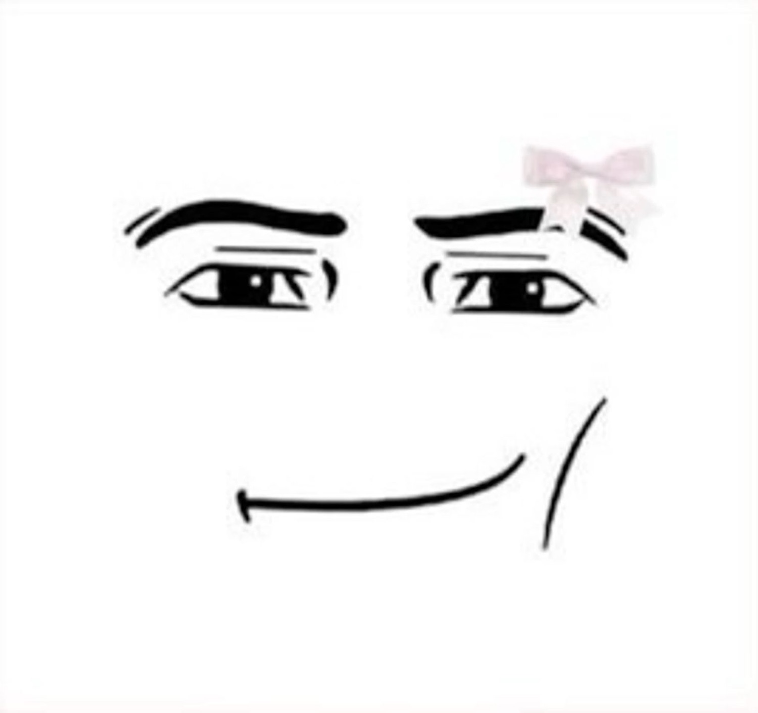 Roblox man face with a little pink bow