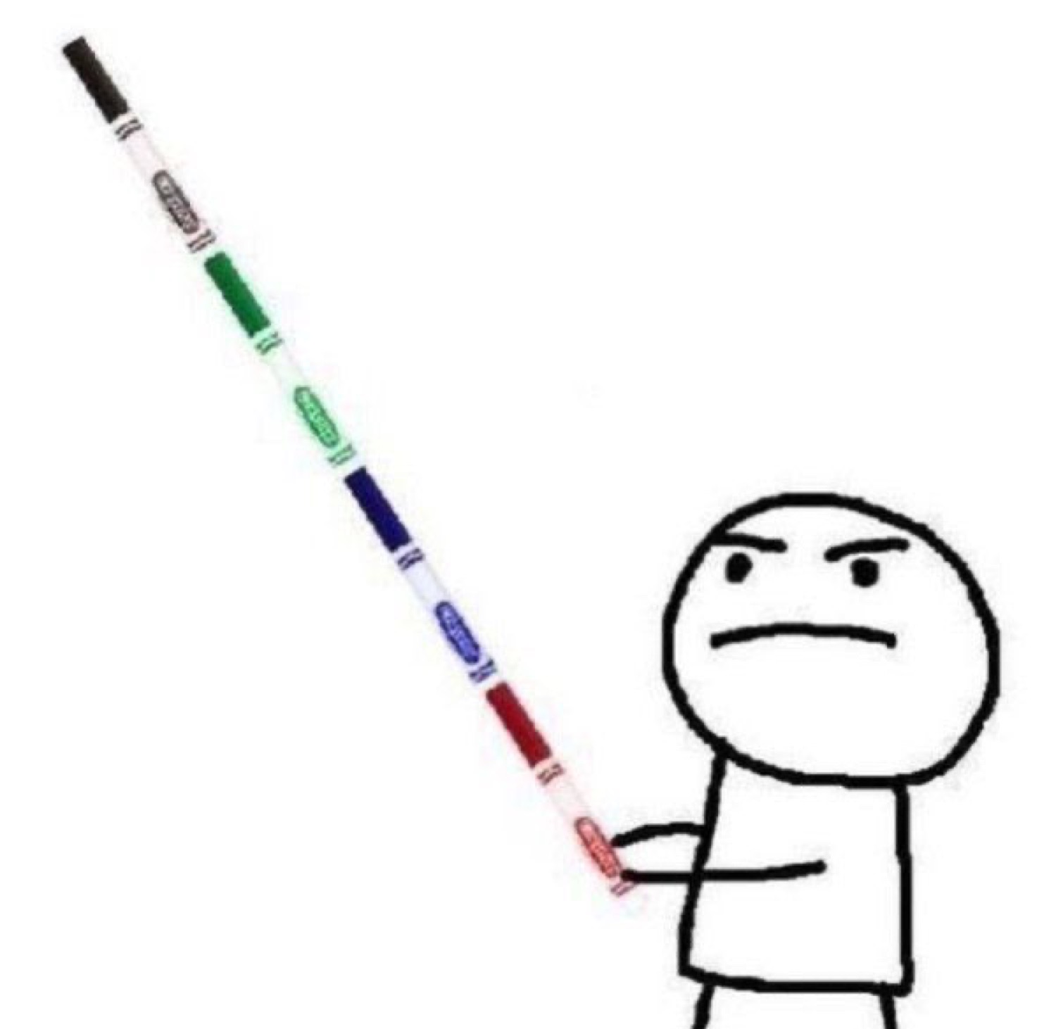 Stick figure holding a long chain of connected markers