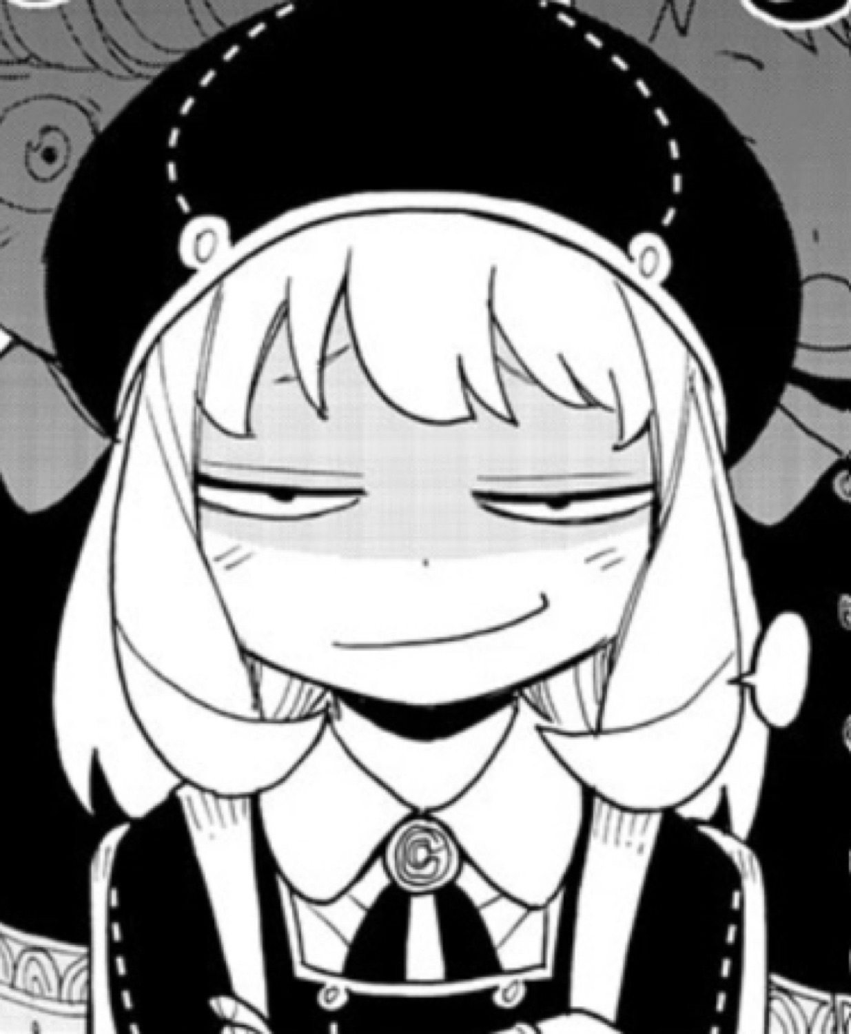 Manga girl with half-lidded eyes and a smug little smirk — she knows exactly what she did