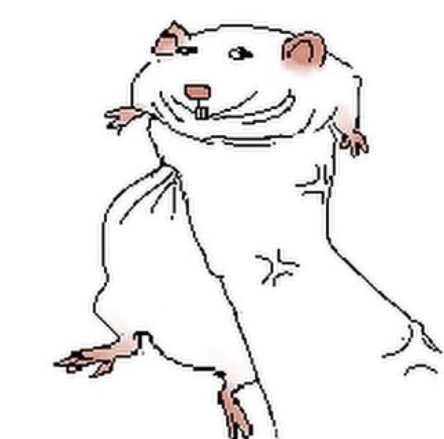 Cartoon rat-like creature strutting confidently with a sly grin