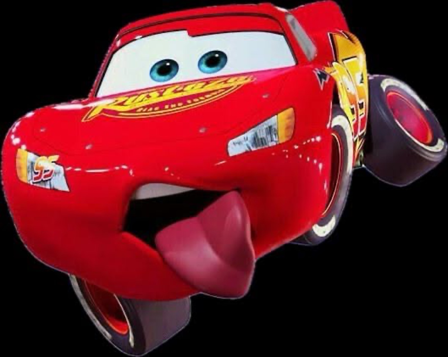 Lightning McQueen tongue out on black