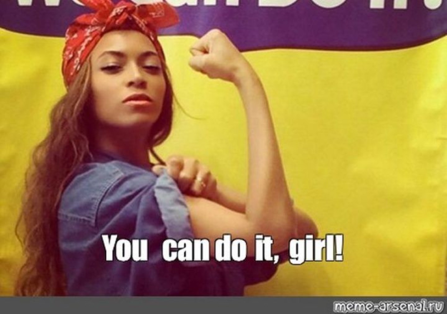 Beyonce flexing in a Rosie the Riveter pose: 'You can do it, girl!'