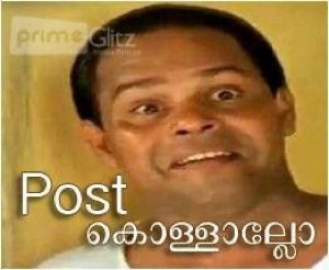 Salim Kumar grinning: 'Post കൊള്ളാല്ലോ' (nice post)