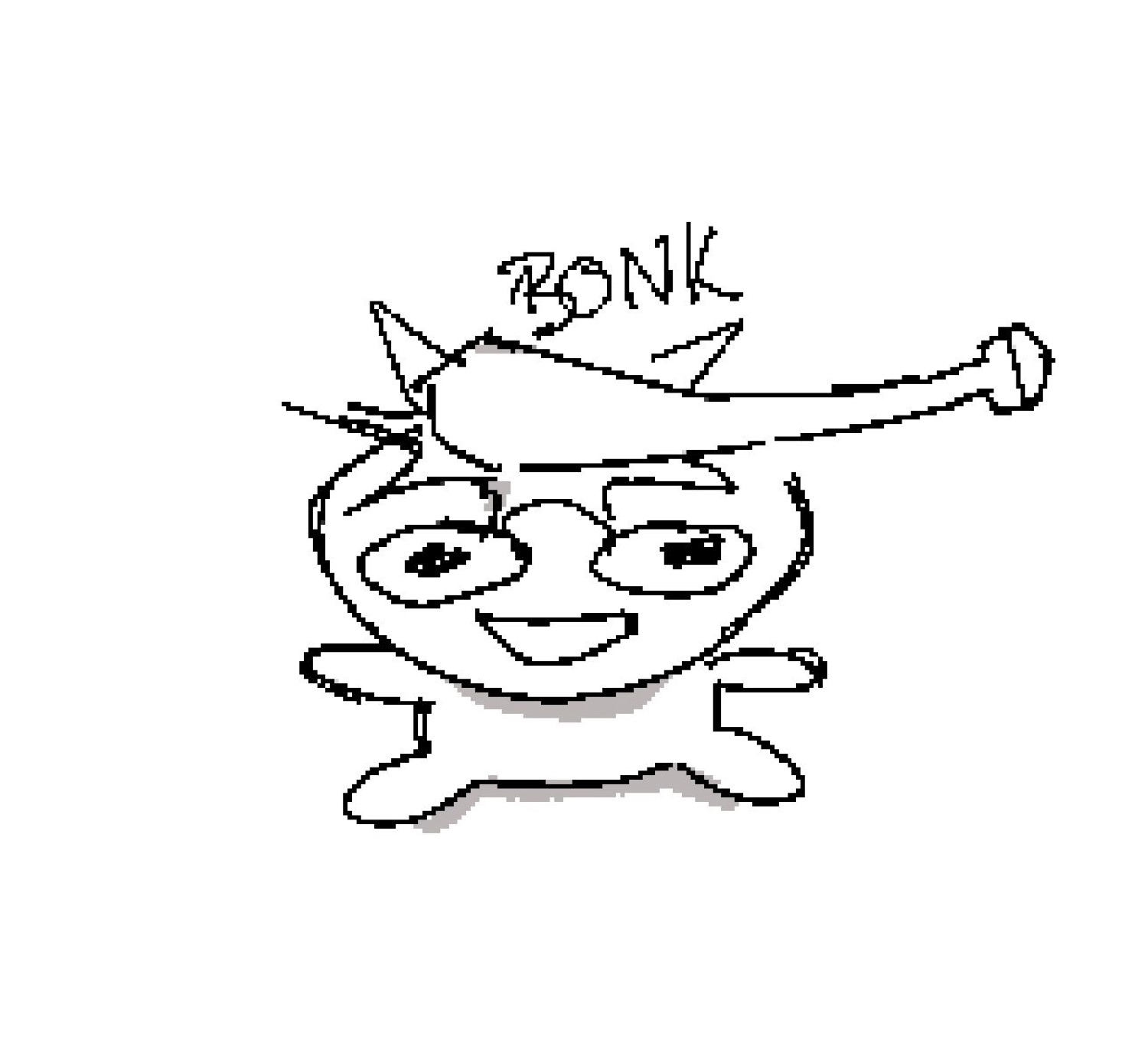 Scribbled doodle character getting smacked: 'BONK'