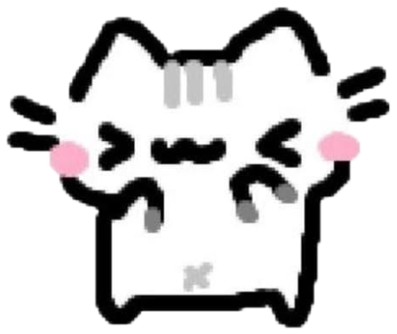 Cute doodled cat squeezing its eyes shut in delight with a little pink heart above sticker