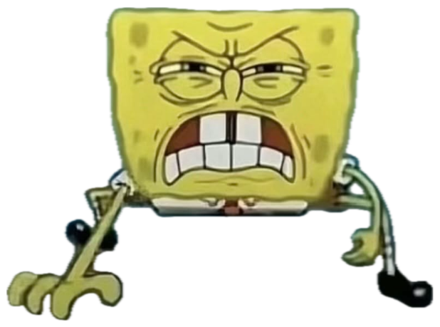SpongeBob gritting his teeth with a furious, straining angry face sticker