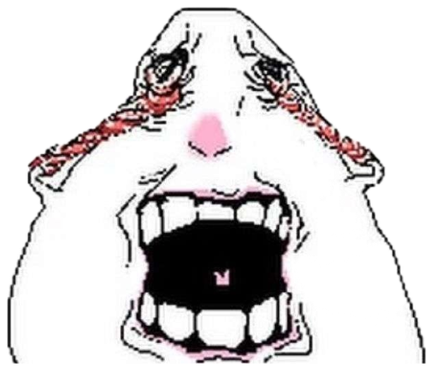 Scribbly cartoon face sobbing with tears flying and mouth wide open sticker