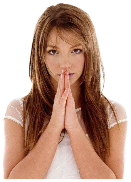 Britney Spears pressing her hands together with wide pleading eyes against a white background sticker