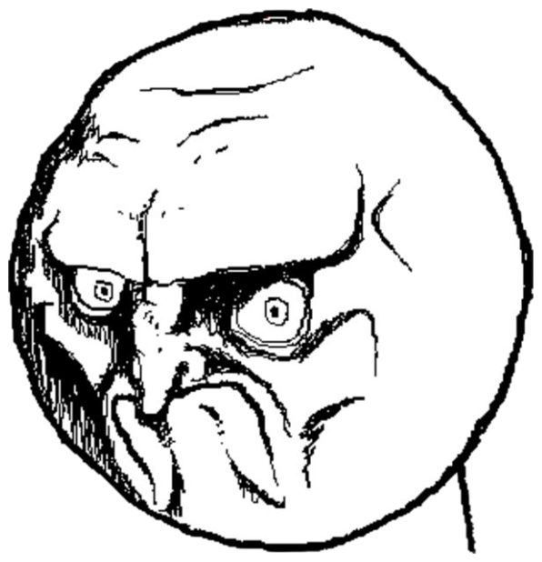 Black-and-white rage comic face scowling hard with a furious grimace sticker
