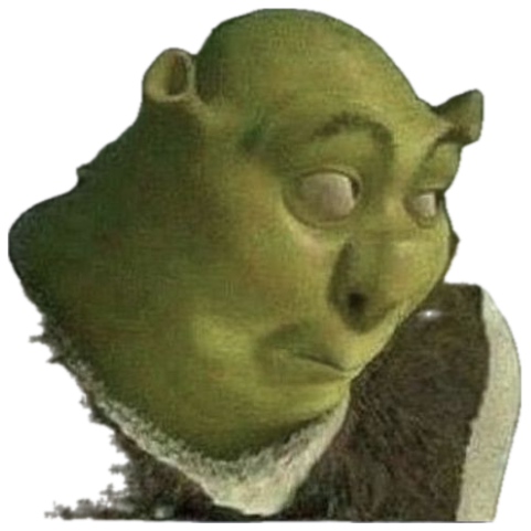 Blurry low-res Shrek staring blankly captioned 'really mean' sticker