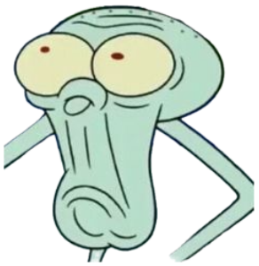 Squidward staring straight ahead with big flat eyes and zero enthusiasm sticker