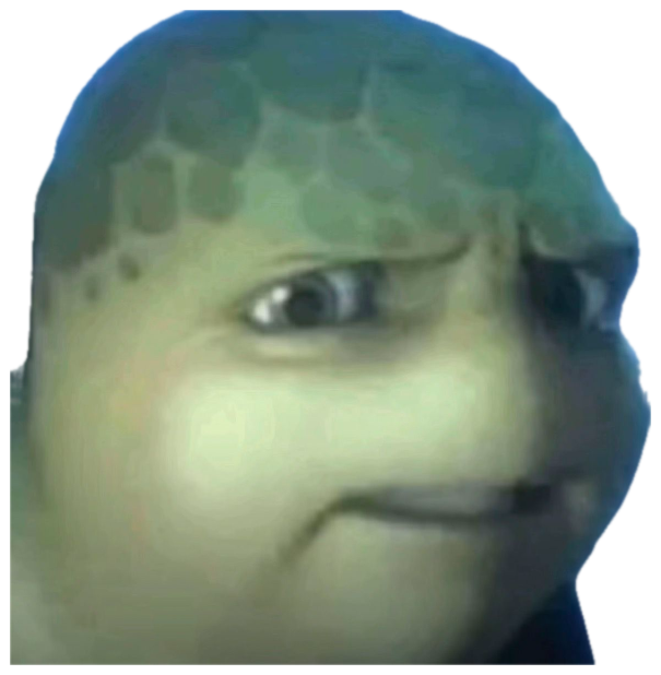 Sea turtle with a chubby face giving a sideways side-eye glare directly into the camera sticker