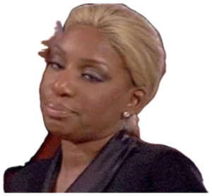 Woman with blonde hair giving a smug, unimpressed side-eye smirk sticker