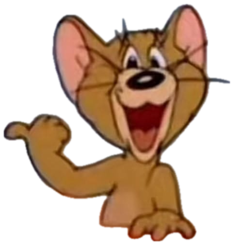 Jerry the mouse grinning ear to ear and gesturing at himself sticker