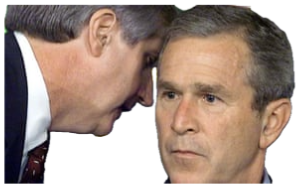 George W. Bush frozen with a blank stare as an aide whispers in his ear sticker