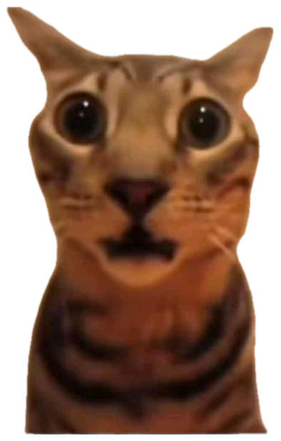 Tabby cat with huge dilated pupils and open mouth mid-gasp, fully startled sticker