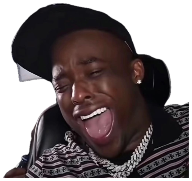 Guy in a backwards cap wailing with his mouth wide open in a car sticker