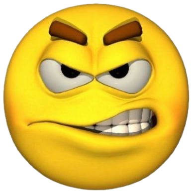 3D emoji-style angry face with clenched fists, brows down hard, gritting its teeth sticker