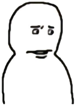 Crudely drawn stick figure staring blankly ahead with a flat unimpressed look sticker