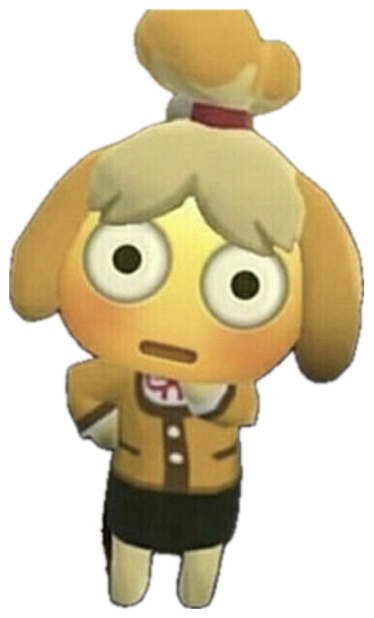 Isabelle from Animal Crossing says 'fr? no cap?' with wide shocked eyes in dramatic lighting sticker
