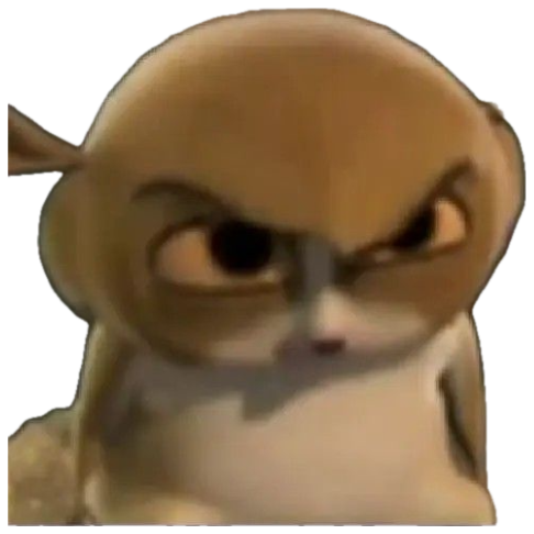 Animated bunny scowling with a furious, narrowed glare sticker