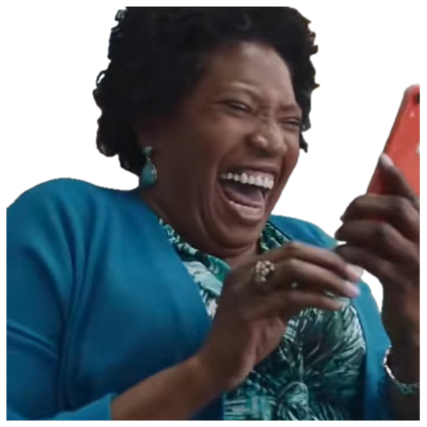 Woman in teal laughing hysterically at her phone, absolutely losing it sticker
