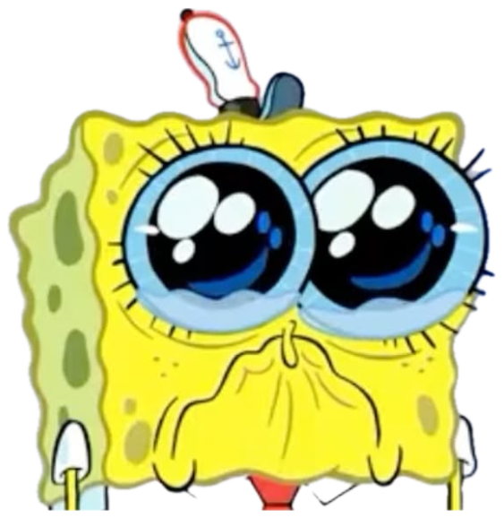 SpongeBob with huge teary eyes and a quivering pout, about to cry sticker