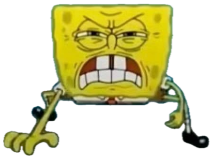 SpongeBob crouched with gritted teeth and a furious, straining scowl sticker