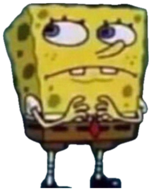 SpongeBob timidly wringing his hands with a small, worried, nervous frown sticker