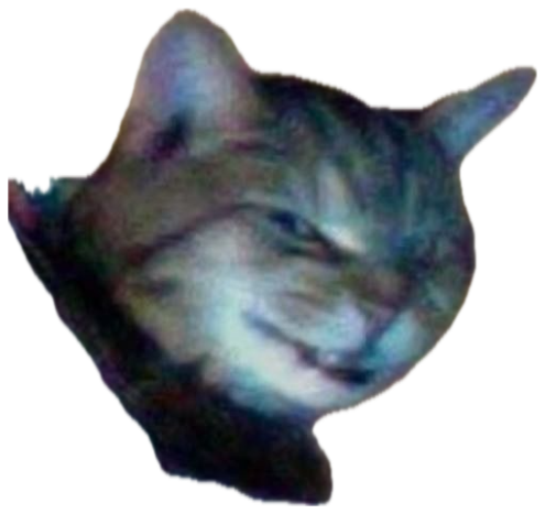 Tabby cat resting its chin on the couch arm with one eye barely open and maximum judgment sticker