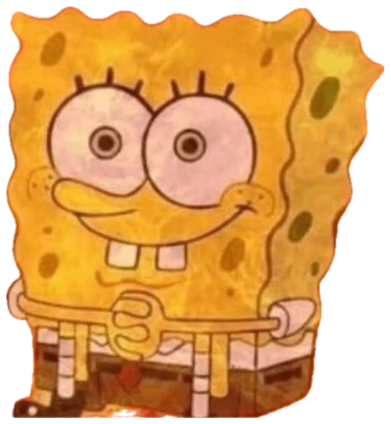 SpongeBob grinning maniacally surrounded by roaring flames, absolutely unbothered sticker