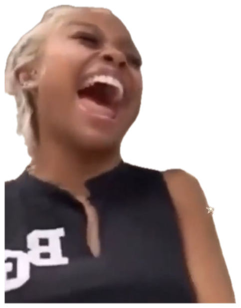 Woman with blonde hair laughing with her whole body, pure uncontrollable joy sticker