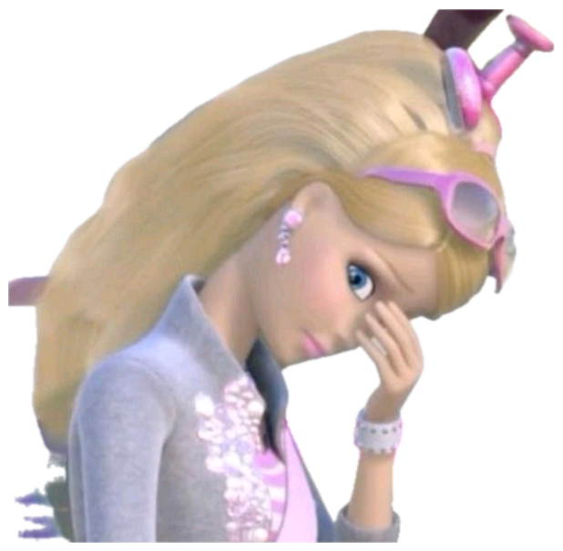 Animated Barbie wiping away a tear with a heartbroken downcast expression sticker
