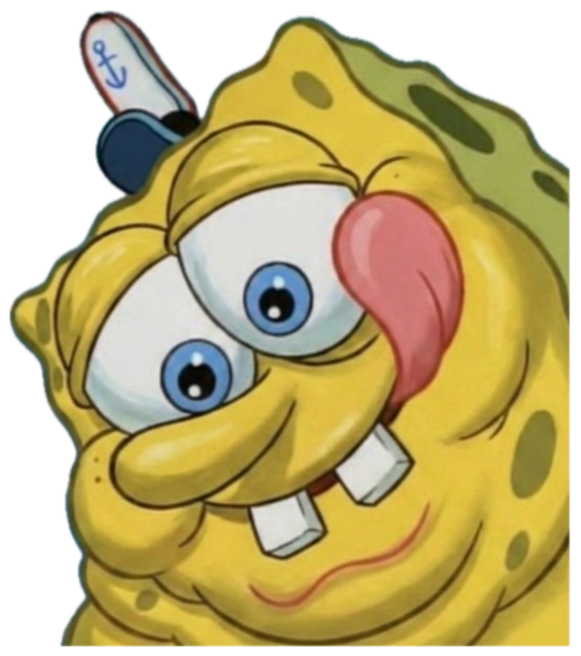 SpongeBob gazing up with his tongue lolling out in a total daze sticker