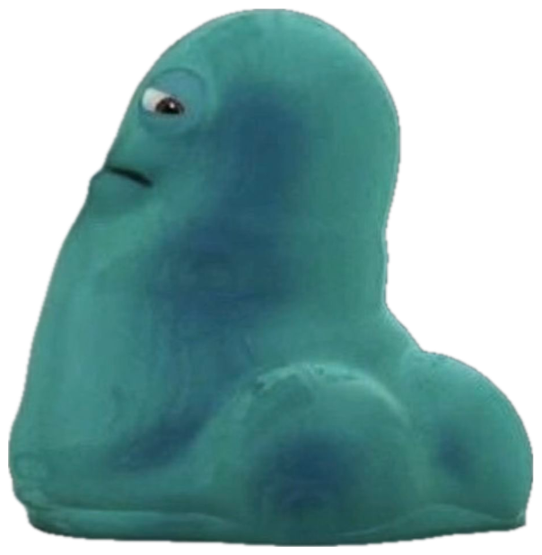 B.O.B. the teal blob from Monsters vs. Aliens staring with utter indifference sticker