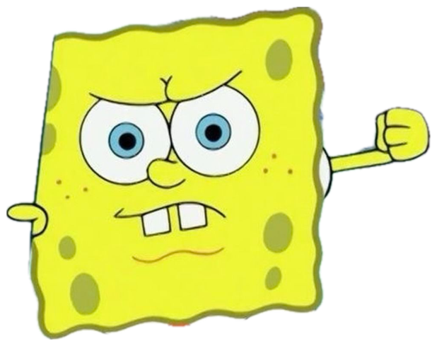 SpongeBob gritting his teeth with a raised fist, fuming with rage sticker