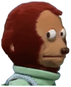 Puppet monkey with a side-eye stare and deeply unimpressed frown sticker