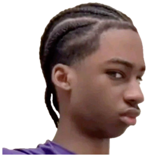 Teen with braids cutting a slow, unimpressed side-eye at the camera sticker