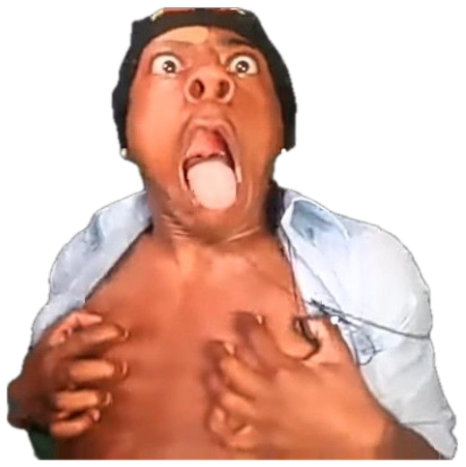 Man ripping open his shirt with his mouth wide open and tongue out in full chaos mode sticker