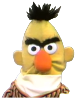 Bert from Sesame Street staring at you with unmistakable contempt and a deep scowl sticker